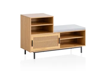 Skoskap Wohnling Polstret benk med skyvedør av Wienervevingoptikk Moderne - Oppbevaring - Skooppbevaring - Skobenk & skohylle med benk