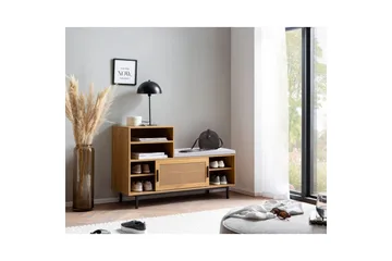 Skoskap Wohnling Polstret benk med skyvedør av Wienervevingoptikk Moderne - Oppbevaring - Skooppbevaring - Skobenk & skohylle med benk