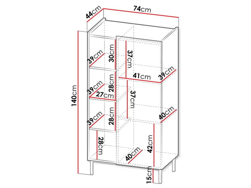 Tavrin Highboard 140 cm - Svart - Oppbevaring - Skap - Oppbevaringsskap