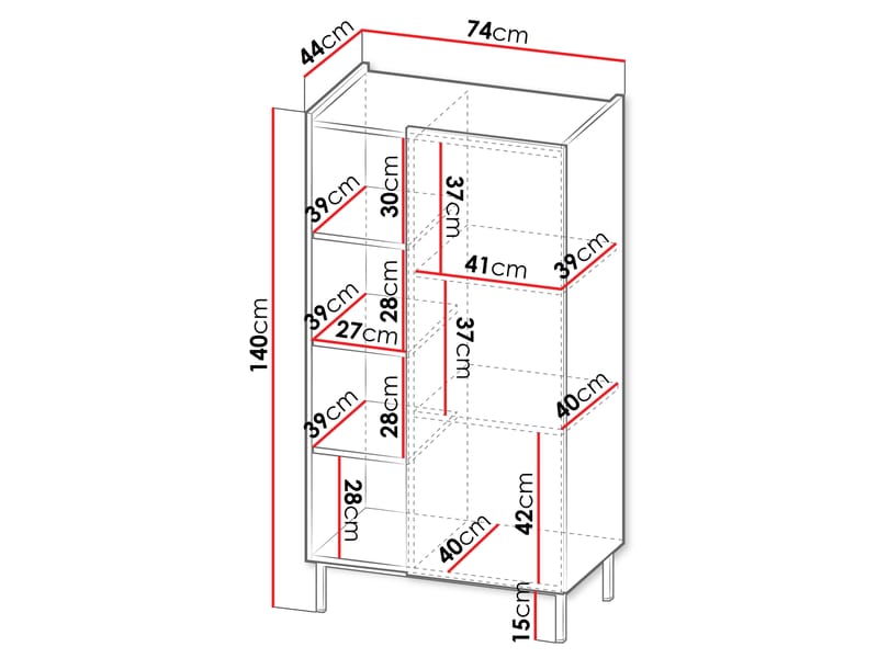 Tavrin Highboard 140 cm - Svart - Oppbevaring - Skap - Oppbevaringsskap