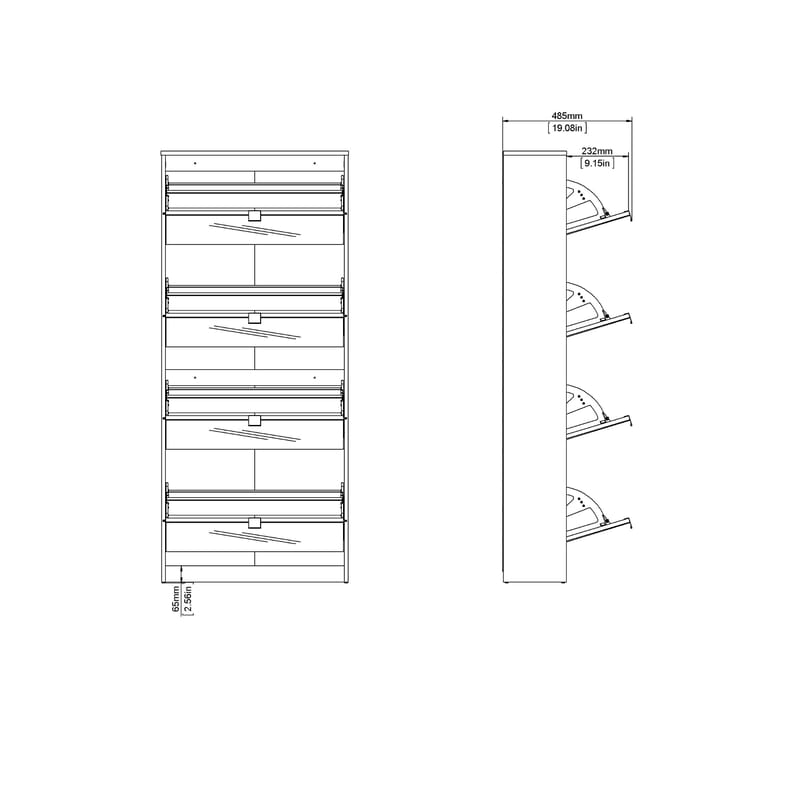 Tenor Skoskap 4 rom 70x24x162 cm - Oppbevaring - Skap - Oppbevaringsskap