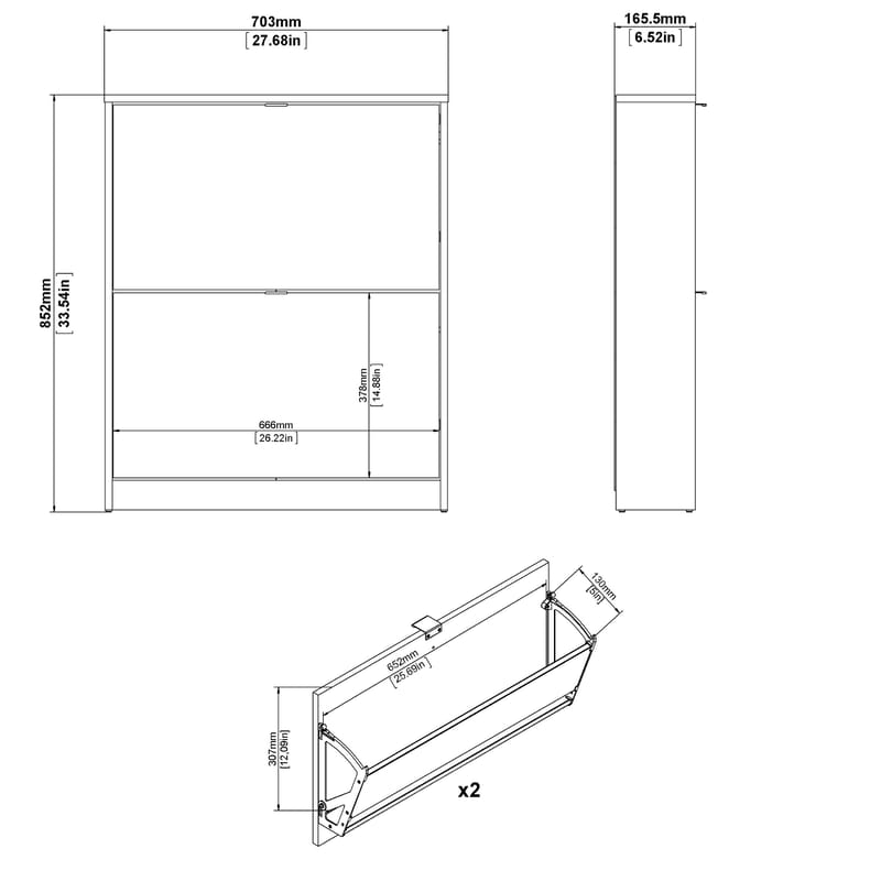 Tenor Skoskap med 2 rom 70x16x85 cm - Oppbevaring - Skap - Oppbevaringsskap