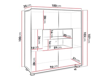 Tessan vitrineskap 100x107 cm - brun - Oppbevaring - Skap - Vitrineskap
