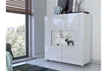 Tessan Vitrineskap 100x107 cm med Oppbevaring og Belysning i Glass - Hvit - Oppbevaring - Skap - Vitrineskap