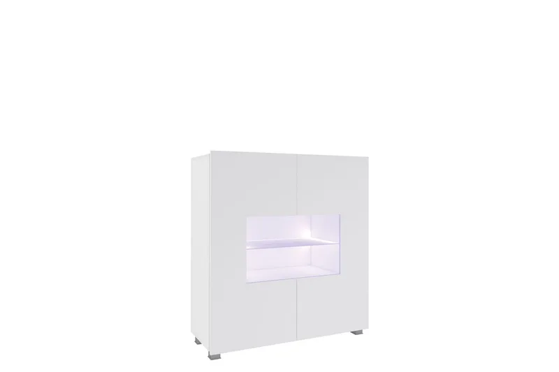 Tessan Vitrineskap 100x107 cm med Oppbevaring og Belysning i Glass, Hvit