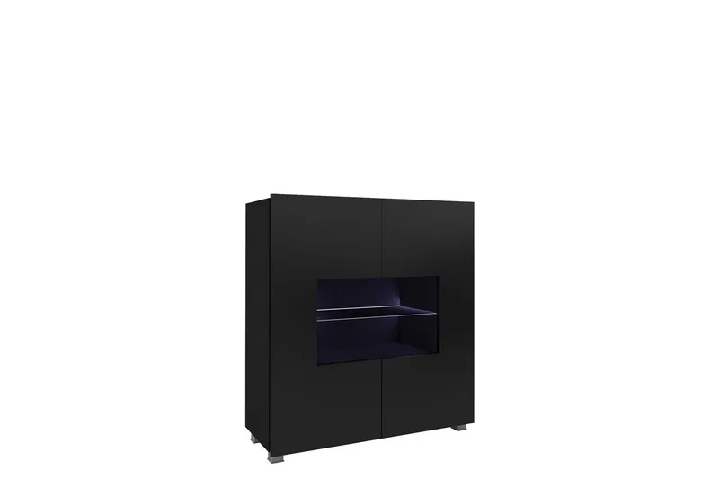 Tessan Vitrineskap 100x107 cm med Oppbevaring og Belysning i Glass, Svart