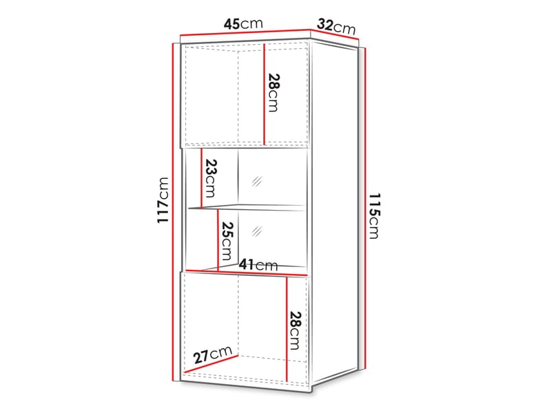 Tessan Vitrineskap 45x117 cm - brun - Oppbevaring - Skap - Vitrineskap