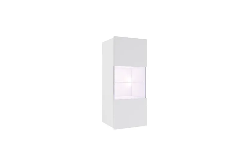 Tessan Vitrineskap 45x117 cm med Belysning i Glass med Trestomme, Hvit