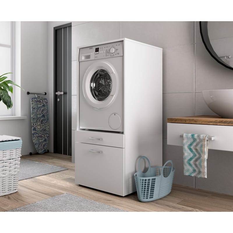 Skap til vaskemaskin/tørketrommel Aza 1 Skuff 1 Hylle - Hvit - Oppbevaring - Oppbevaring til baderom