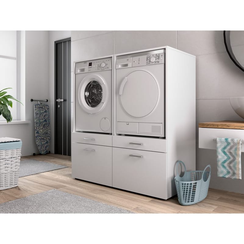 Skap til vaskemaskin/tørketrommel Aza 1 Skuff 1 Hylle - Hvit - Oppbevaring - Oppbevaring til baderom