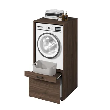 Skap til vaskemaskin/tørketrommel Aza 1 Skuff 1 Hylle - Valnøtt Villa - Oppbevaring - Oppbevaring til baderom