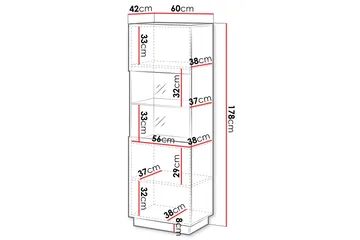 Torvalen Vitrinskåp 60x178 cm - Beige - Oppbevaring - Skap - Vitrineskap