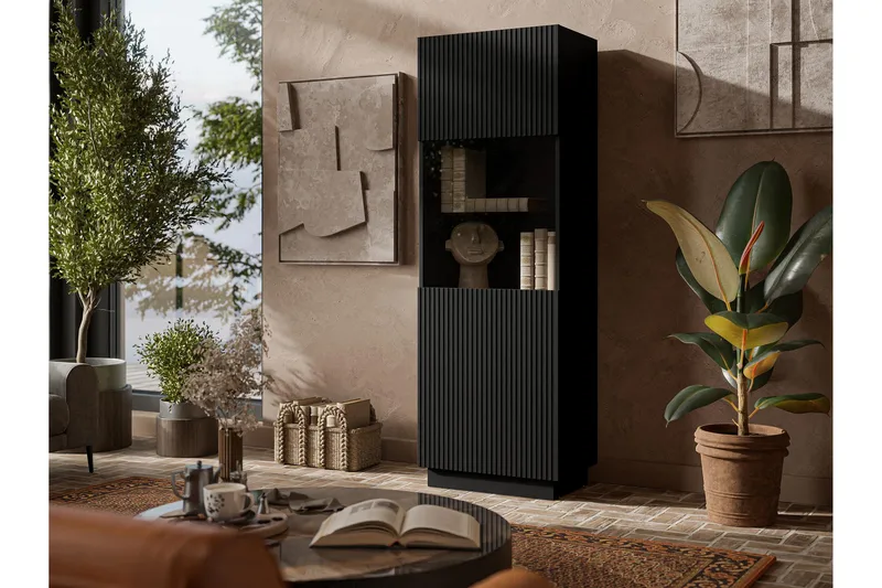 Torvalen Vitrinskåp 60x178 cm - Svart - Oppbevaring - Skap - Vitrineskap