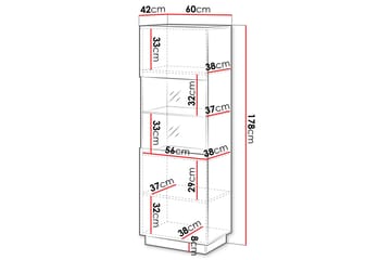 Torvalen Vitrinskåp 60x178 cm - Svart - Oppbevaring - Skap - Vitrineskap