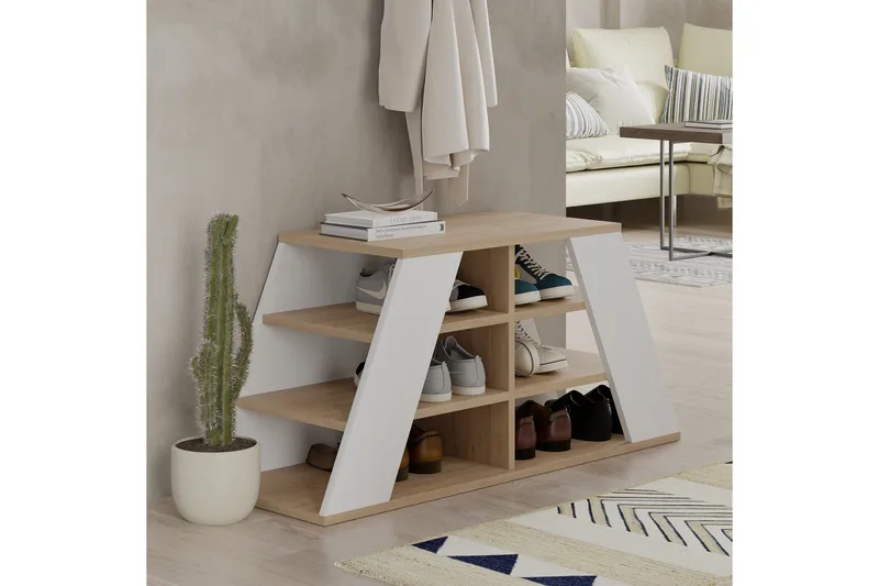 Toya Skoskap 105,5 cm - Eik/Hvit - Oppbevaring - Skap - Oppbevaringsskap