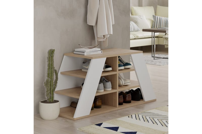 Toya Skoskap 105,5 cm - Eik/Hvit - Oppbevaring - Skap - Oppbevaringsskap