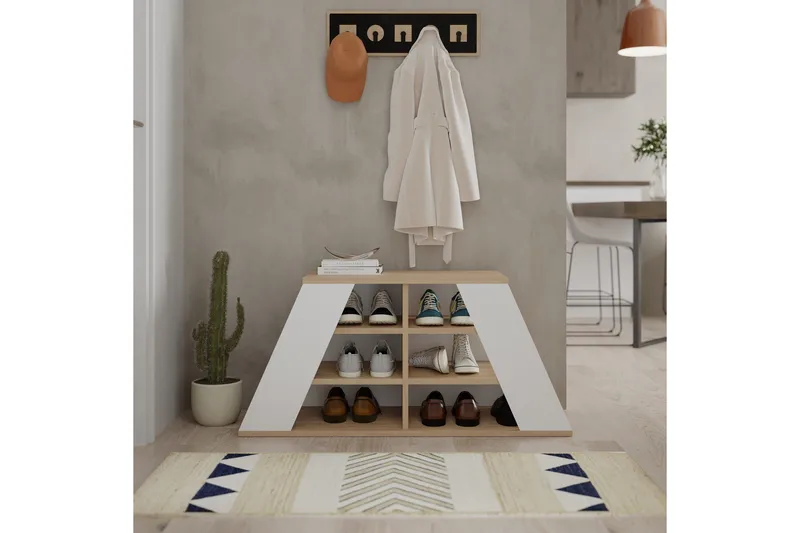 Toya Skoskap 105,5 cm - Eik/Hvit - Oppbevaring - Skap - Oppbevaringsskap