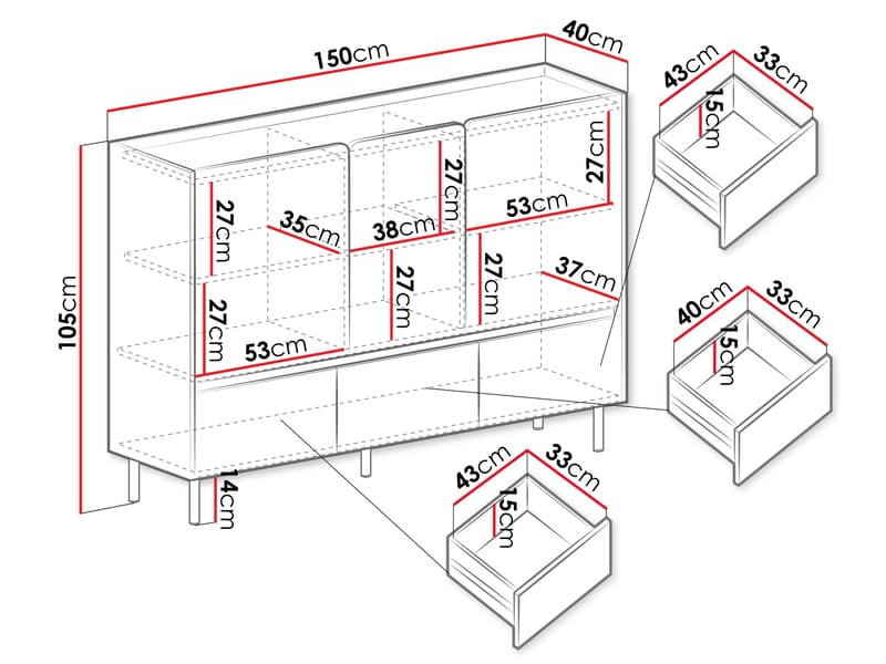 Travic Skjenk 150 cm - Oppbevaring - Skap - Oppbevaringsskap