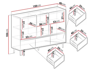 Travic Skjenk 150 cm - Oppbevaring - Skap - Oppbevaringsskap