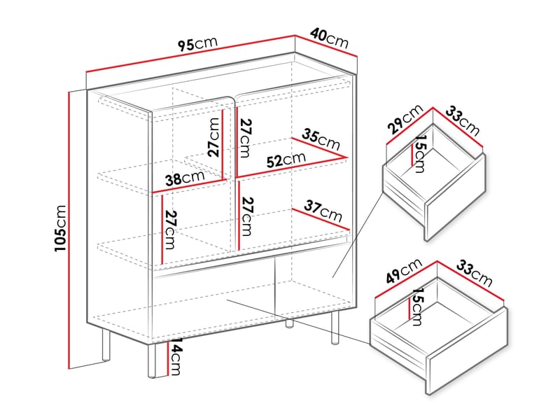 Travic Skjenk 95 cm - Oppbevaring - Skap - Oppbevaringsskap