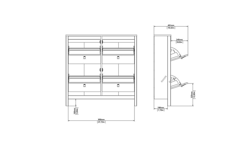 Vallvidera Skoskap 102,6 cm - Svart - Oppbevaring - Skap - Oppbevaringsskap