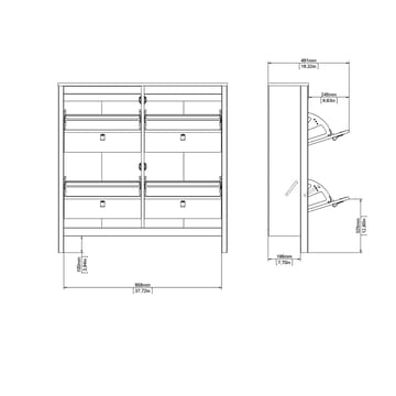 Vallvidera Skoskap med 4 rom 103x25x103 cm - Oppbevaring - Skap - Oppbevaringsskap