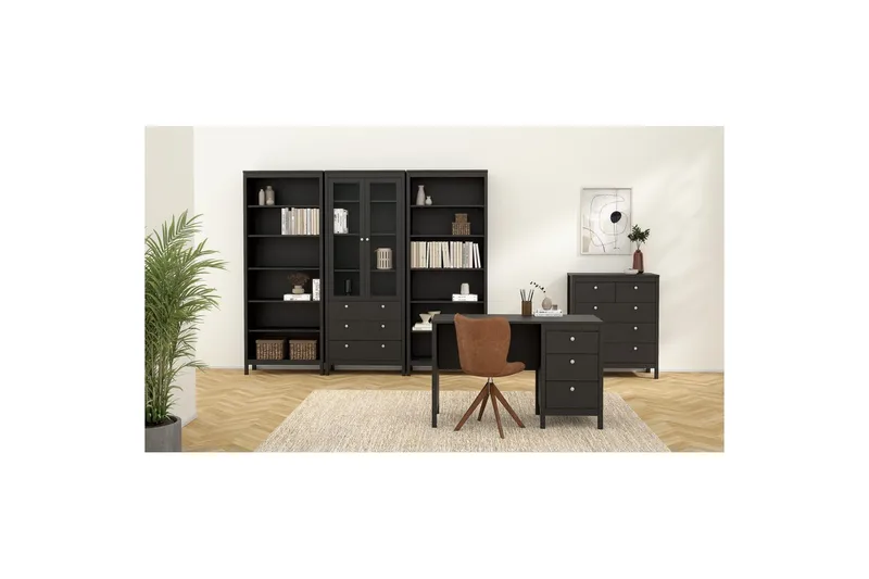 Vallvidera Vitrineskap 78,05x199 cm - Svart - Oppbevaring - Skap - Vitrineskap