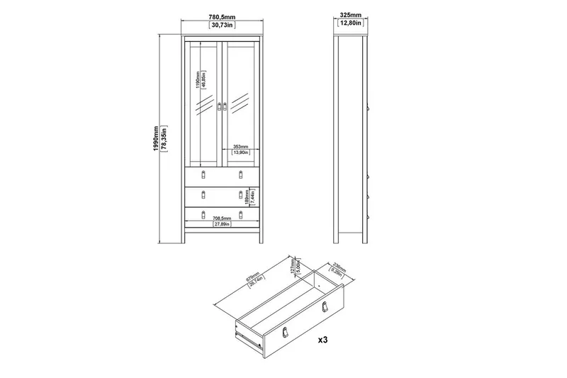 Vallvidera Vitrineskap 78x199 cm - Beige - Oppbevaring - Skap - Vitrineskap