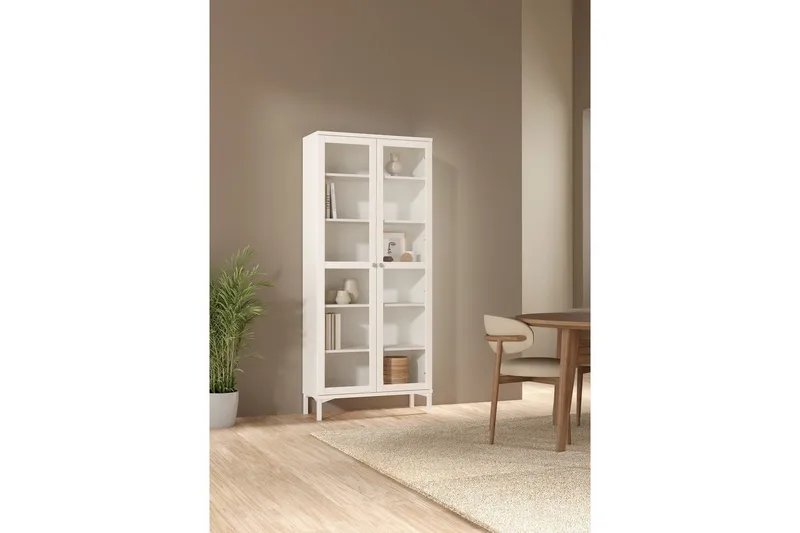 Valnorin Vitrineskap 89x203 cm - Hvit - Oppbevaring - Skap - Vitrineskap