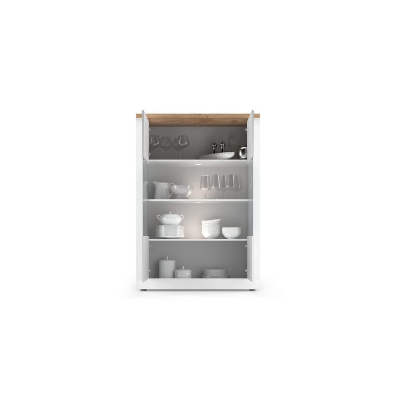 Vandesar Vitrineskap 160 cm - Natur/Hvit - Oppbevaring - Skap - Vitrineskap