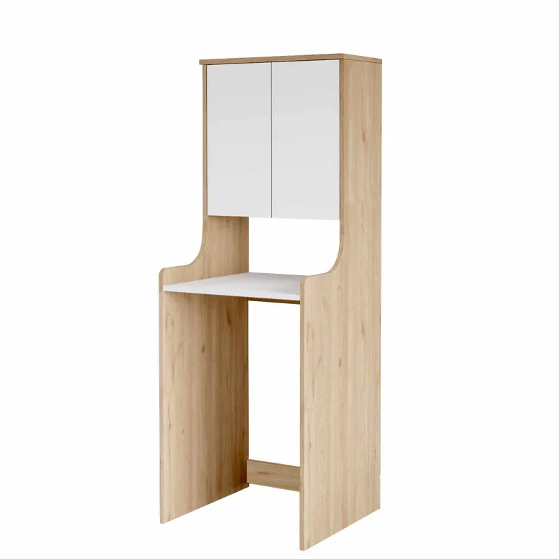 Vaskemaskinskap Skye Decor Bren (64,8 x 181 x 33,8 cm) Naturhvit, Naturlig og hvit