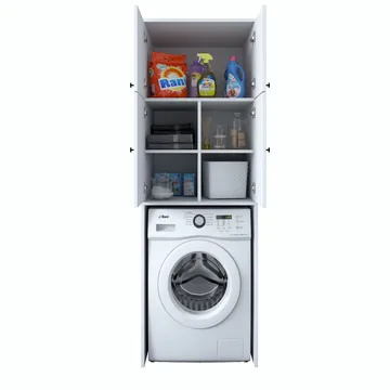 Vaskemaskinskap Wallxpert Cleo Shelf (65 x 193,6 x 62,5 cm) Hvit - Hvit - Oppbevaring - Skap - Oppbevaringsskap