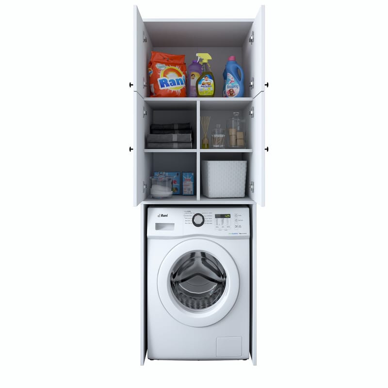 Vaskemaskinskap Wallxpert Cleo Shelf (65 x 193,6 x 62,5 cm) Hvit - Hvit - Oppbevaring - Skap - Oppbevaringsskap
