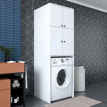 Vaskemaskinskap Wallxpert Cleo Shelf (65 x 193,6 x 62,5 cm) Hvit - Hvit - Oppbevaring - Skap - Oppbevaringsskap