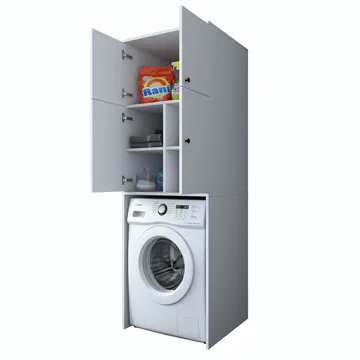 Vaskemaskinskap Wallxpert Cleo Shelf (65 x 193,6 x 62,5 cm) Hvit - Hvit - Oppbevaring - Skap - Oppbevaringsskap