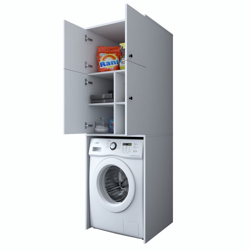 Vaskemaskinskap Wallxpert Cleo Shelf (65 x 193,6 x 62,5 cm) Hvit - Hvit - Oppbevaring - Skap - Oppbevaringsskap