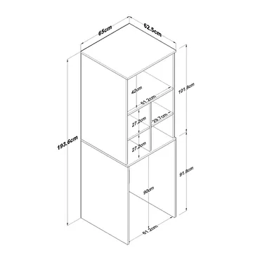 Vaskemaskinskap Wallxpert Cleo Shelf (65 x 193,6 x 62,5 cm) Hvit - Hvit - Oppbevaring - Skap - Oppbevaringsskap