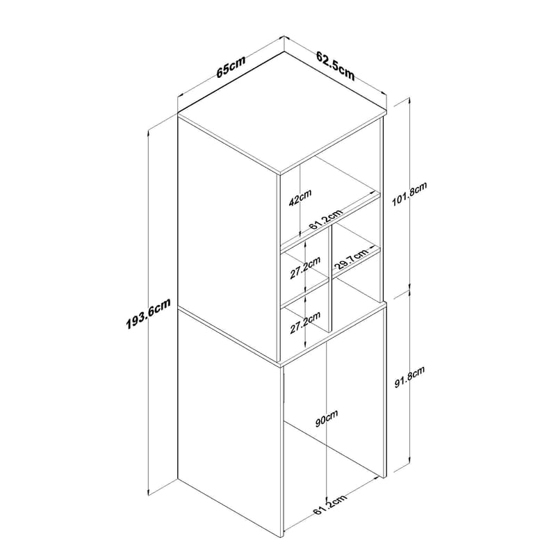 Vaskemaskinskap Wallxpert Cleo Shelf (65 x 193,6 x 62,5 cm) Hvit - Hvit - Oppbevaring - Skap - Oppbevaringsskap