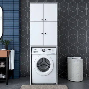 Vaskemaskinskap Wallxpert Cleo Shelf (65 x 193,6 x 62,5 cm) Hvit - Hvit - Oppbevaring - Skap - Oppbevaringsskap