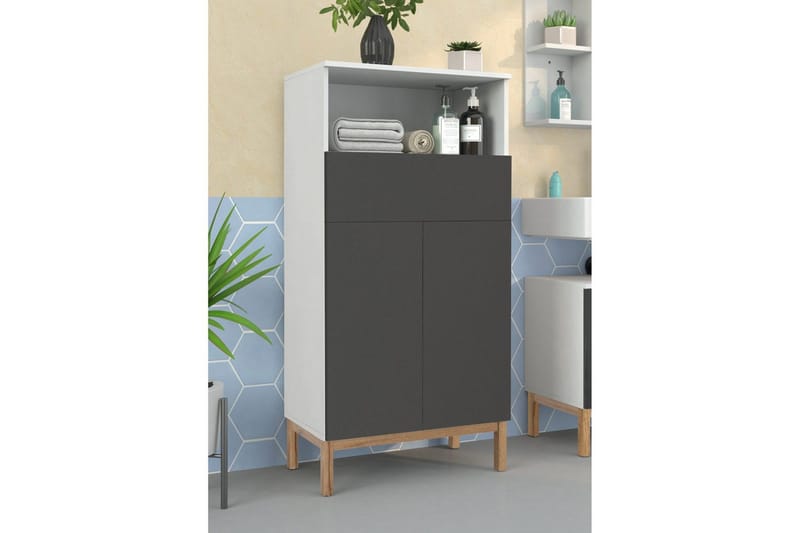 Vegghylle Mirza Hvit/Antrasitt - Hvit/Antrasitt - Oppbevaring - Oppbevaring til baderom - Baderomsskap