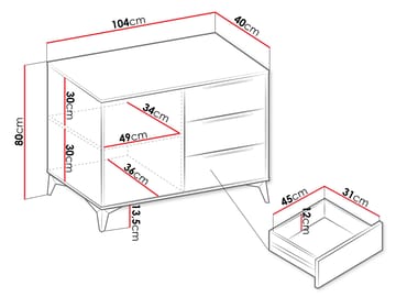 Vemdalen skjenk 104 cm - brun - Oppbevaring - Skap - Oppbevaringsskap