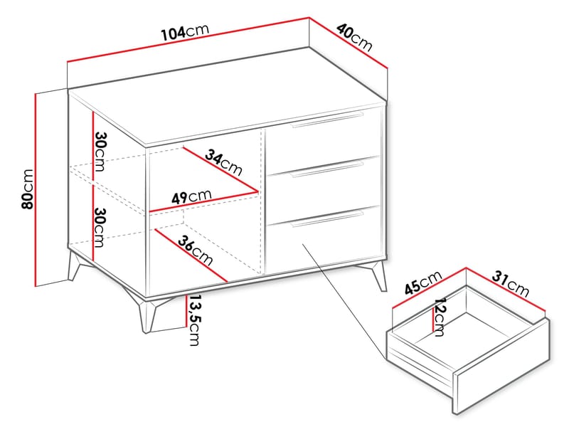 Vemdalen skjenk 104 cm - brun - Oppbevaring - Skap - Oppbevaringsskap