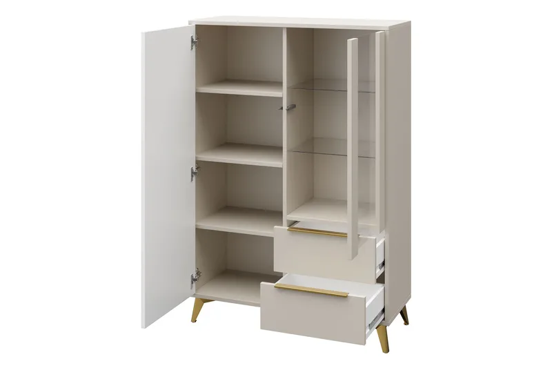 Vemdalen Vitrineskap 104x150 cm - Beige - Oppbevaring - Skap - Vitrineskap