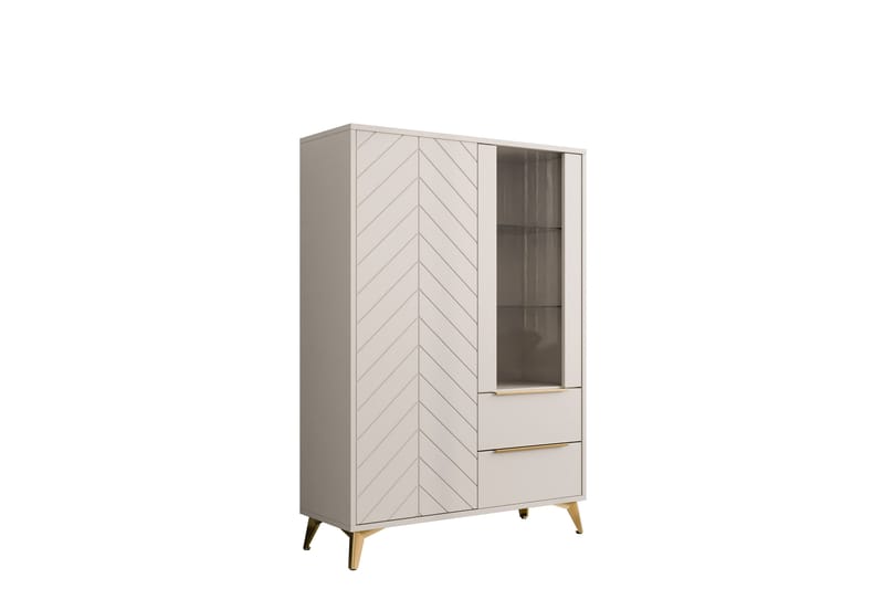 Vemdalen Vitrineskap 104x150 cm - Beige - Oppbevaring - Skap - Vitrineskap