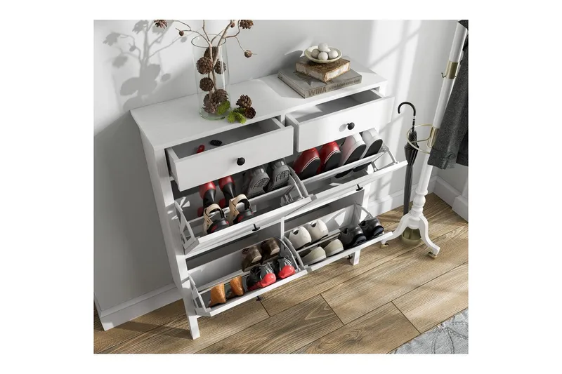 Veylin Skoskap 101 cm - Natur/Hvit - Oppbevaring - Skap - Oppbevaringsskap