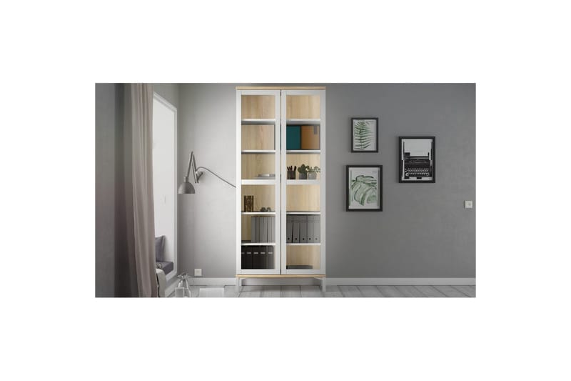 Virender Vitrineskap 88,7x202,8 cm - Hvit - Oppbevaring - Skap - Vitrineskap