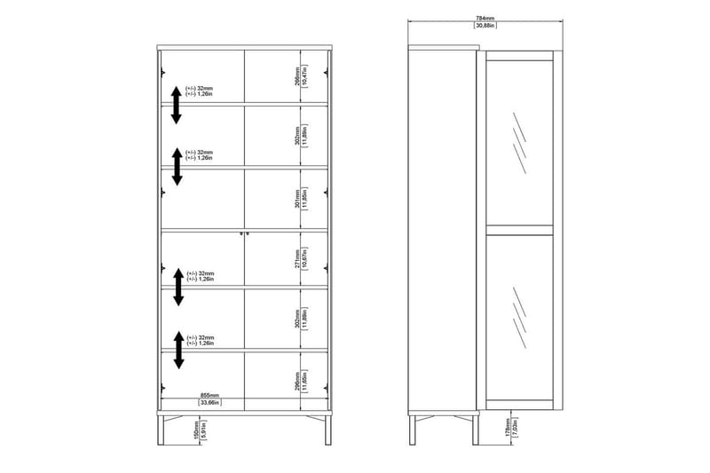 Virender Vitrineskap 88,7x202,8 cm - Hvit - Oppbevaring - Skap - Vitrineskap