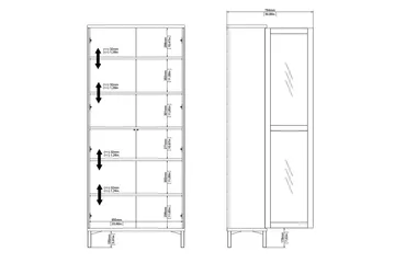 Virender Vitrineskap 88,7x202,8 cm - Hvit - Oppbevaring - Skap - Vitrineskap