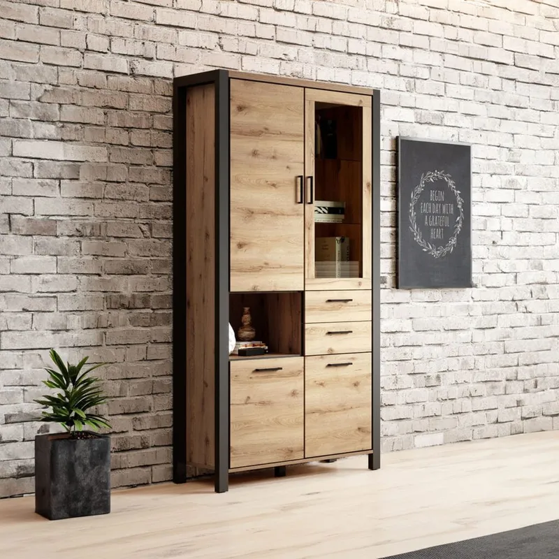 Vitrineskap Aktiv 4 dører med 2 skuffer - Oppbevaring - Skap - Vitrineskap