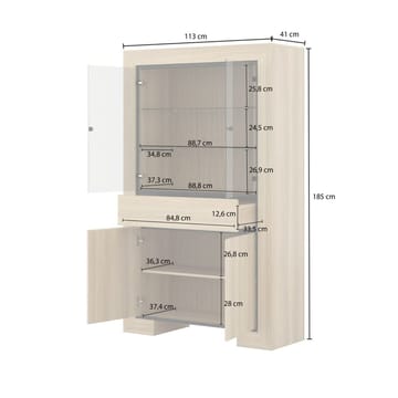 Vitrineskap Cuba II 4 dører 1 skuff - Oppbevaring - Skap - Vitrineskap